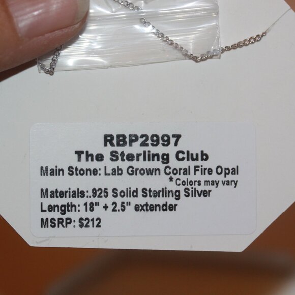 Bomb Party RBP2997 Lab Created Coral Fire Opal Sterling Silver Necklace  New - Picture 3 of 4